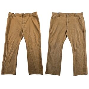 Lot Of 2 Dickies Carpenter Pants Mens 38x30 Brown‎ Duck Canvas Relaxed Fit Work
